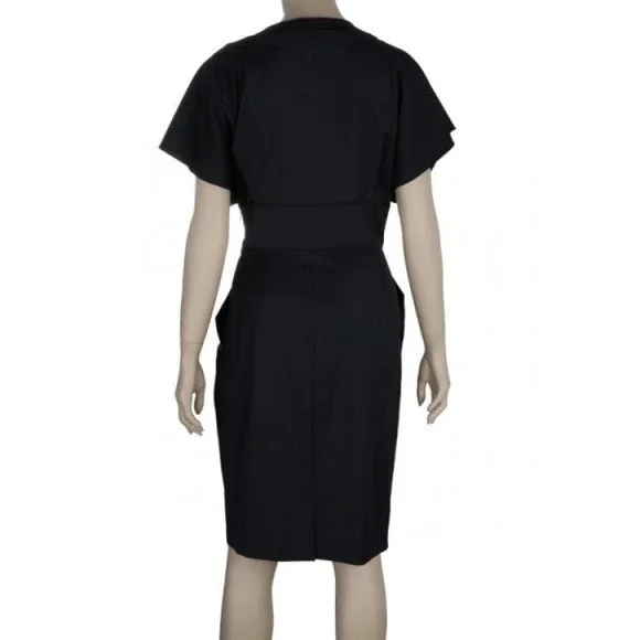 Kenzo Womens Black Front Wrap Knee‎ Length Dress Sz 38 Academia Office Business